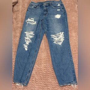 American Eagle Outfitters Ripped Blue Denim Mom Jeans